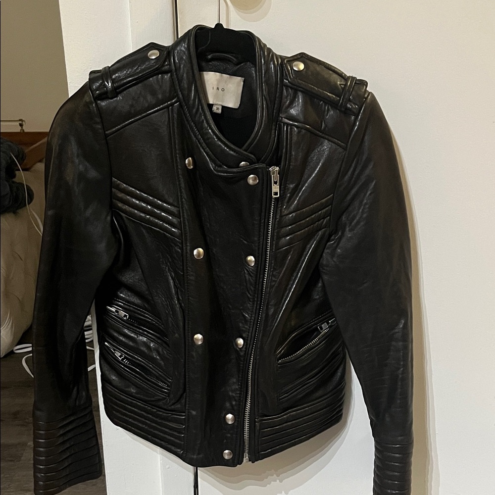 IRO Black Quilted Leather Jacket